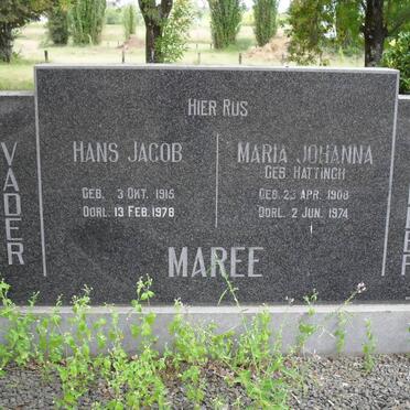 MAREE Hans Jacob 1915-1978 &amp; Maria Johanna HATTINGH 1908-1974