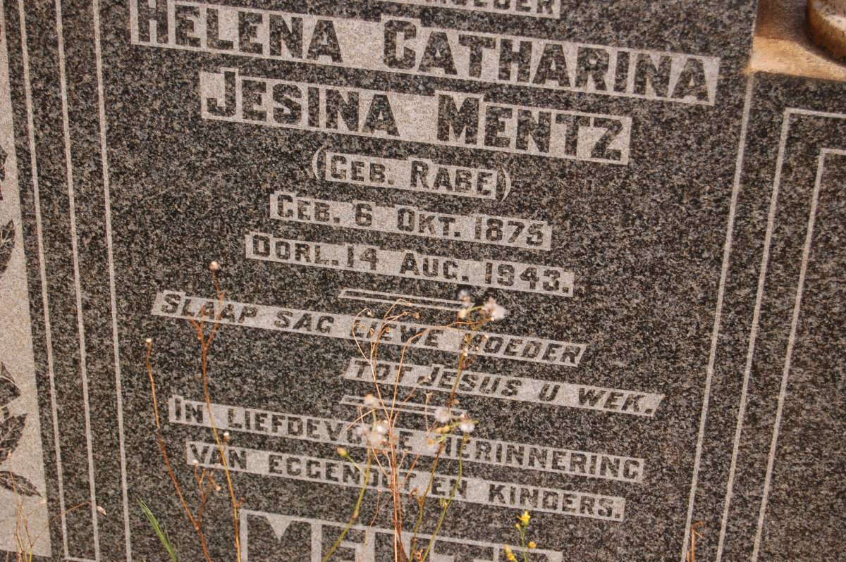 MENTZ Helena Catharina Jesina nee RABE 1875-1943