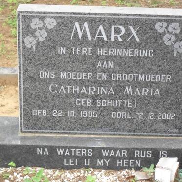 MARX Catharina Maria nee SCHUTTE 1905-2002