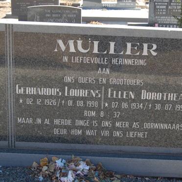 MüLLER Gerhardus Lourens 1926-1998 &amp; Ellen Dorothea 1934-1998