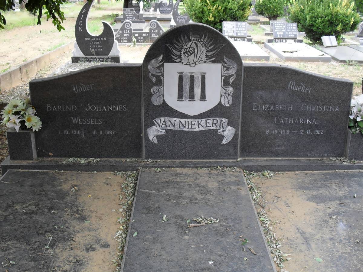 NIEKERK Barend Johannes Wessels, van 1916-1987 &amp; Elizabeth Christina Catharina 1916-1982