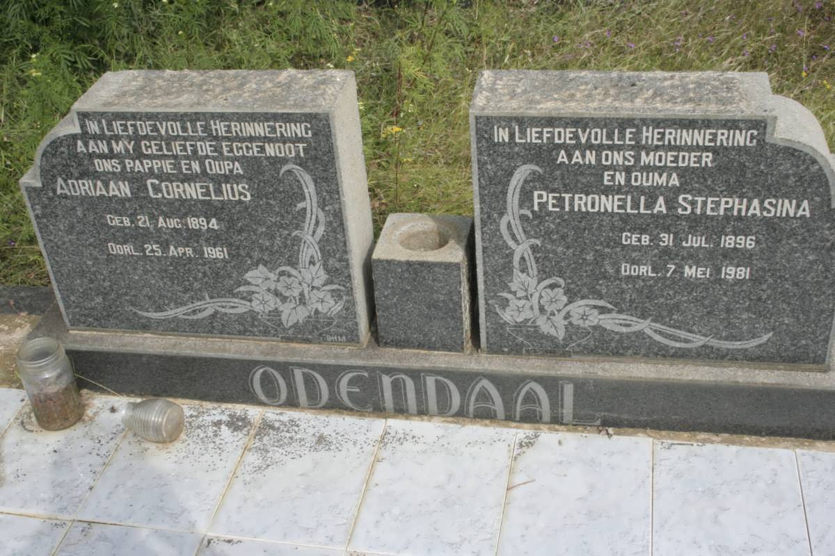 ODENDAAL Adriaan Cornelius 1894-1961 &amp; Petronella Stephasina 1896-1981