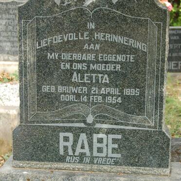 RABE Aletta nee BRUWER 1895-1954