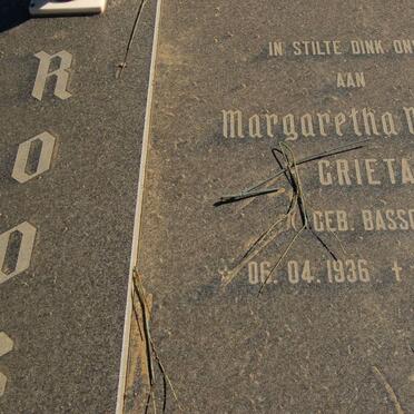 ROOS Reinier 1928-1994 &amp; Margaretha Maria BASSON 1936-