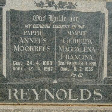 REYNOLDS Anneus Moorrees 1883-1957 &amp; Getruida Magdalena Francina PRINS 1889-1955