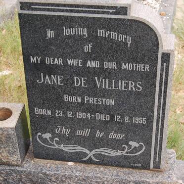 VILLIERS Jane, de nee PRESTON 1904-1955