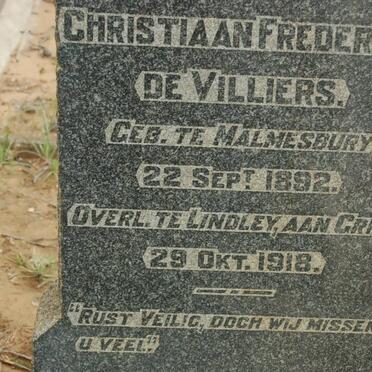 VILLIERS Christiaan Frederick, de 1892-1918