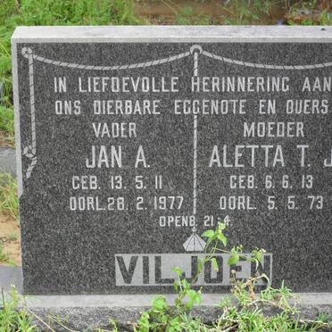 VILJOEN Jan A. 1911-1977 &amp; Aletta T.J. 1913-1973