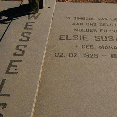 WESSELS Pieter Hendrik 1920-1997 &amp; Elsie Susanna MARAIS 1928-