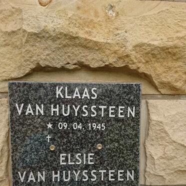HUYSSTEEN Klaas, van 1945- &amp; Elsie 1946-2014