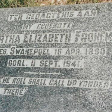 FRONEMAN Martha Elizabeth 1890-1941