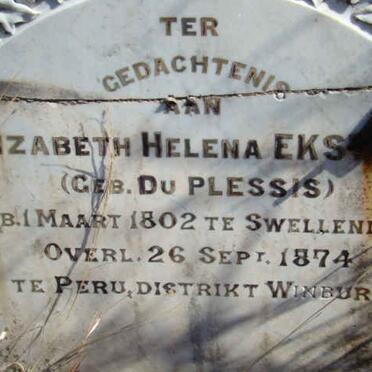 EKSTEEN Elizabeth Helena nee DU PLESSIS 1802-1874