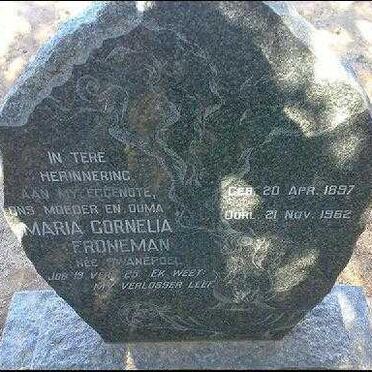 FRONEMAN Maria Cornelia nee SWANEPOEL 1897-1962