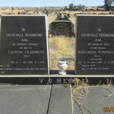 MERWE Lourens Gildenhuys, van der 1911-1994 &amp; Margaretha Petronella OLIVIER 1914-1970