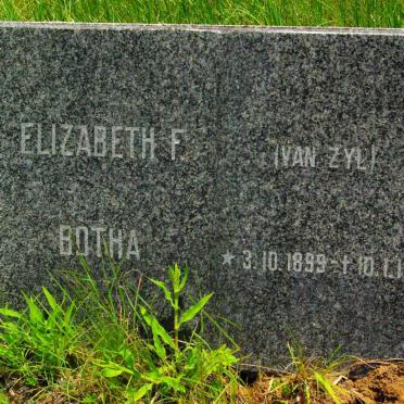 BOTHA Elizabeth F. nee VAN ZYL 1899-1972