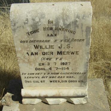 MERWE Willie J. S., van der 1927-1947