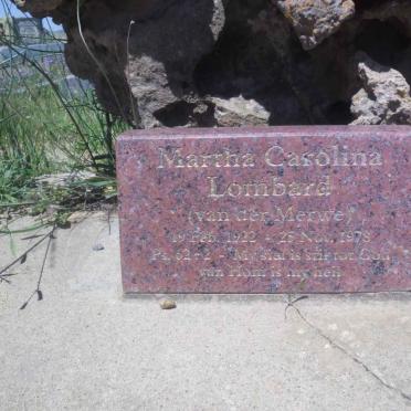 LOMBARD Martha Carolina nee VAN DER MERWE 1922-1978