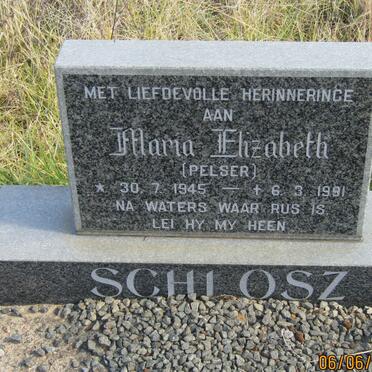 SCHLOSZ Maria Elizabeth nee PELSER 1945-1991