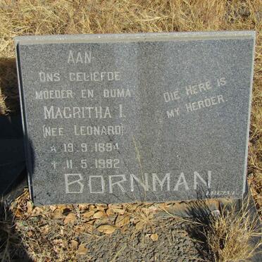 BORNMAN Magritha I. nee LEONARD 1894-1982
