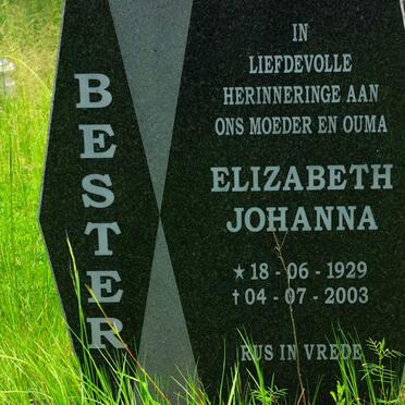 BESTER Elizabeth Johanna 1929-2003
