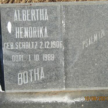 BOTHA Albertha Hendrika nee SCHOLTZ 1906-1988