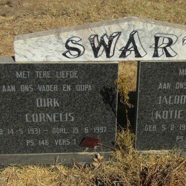 SWART Dirk Cornelis 1931-1997 &amp; Jacoba Elizabeth WILKEN 1938-1996