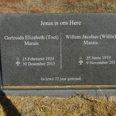 MARAIS Willem Jacobus 1919-2015 &amp; Gertruida Elizabeth 1924-2015