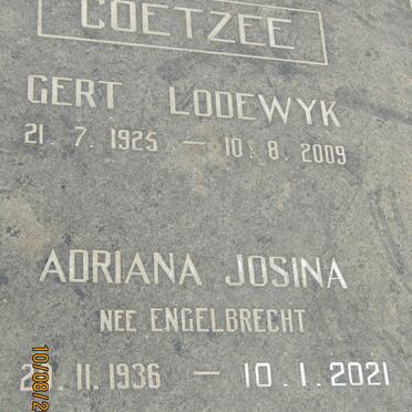 COETZEE Gert Lodewyk 1925-2009 &amp; Adriana Josina ENGELBRECHT 1936-2021