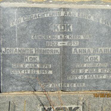 KOK Johannes H. 1876-1942 &amp; Anna M. CONRADIE 1879-1938