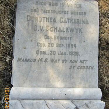 SCHALKWYK Dorothea Caterina S., van nee BOSHOFF 1854-1938