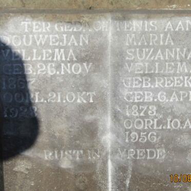 VELLEMA Douwejan 1867-1928 &amp; Maria Suzanna  REEKERS 1873-1956