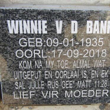 BANK Winnie, v.d. 1935-2018