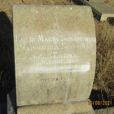 SCHOEMAN Elsie Maria Susanna Petronella nee BOTHMA 1869-1941