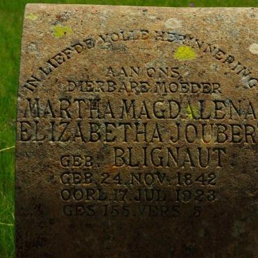 JOUBERT Martha Magdalena Elizabetha nee BLIGNAUT 1842-1923