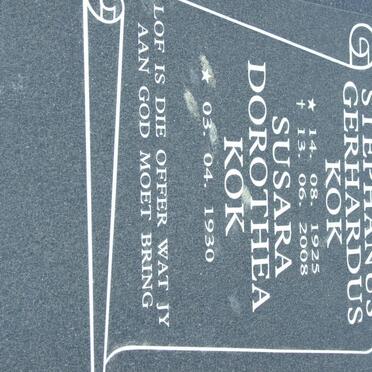 KOK Stephanus Gerhardus 1925-2008 &amp; Susara Dorothea 1930-