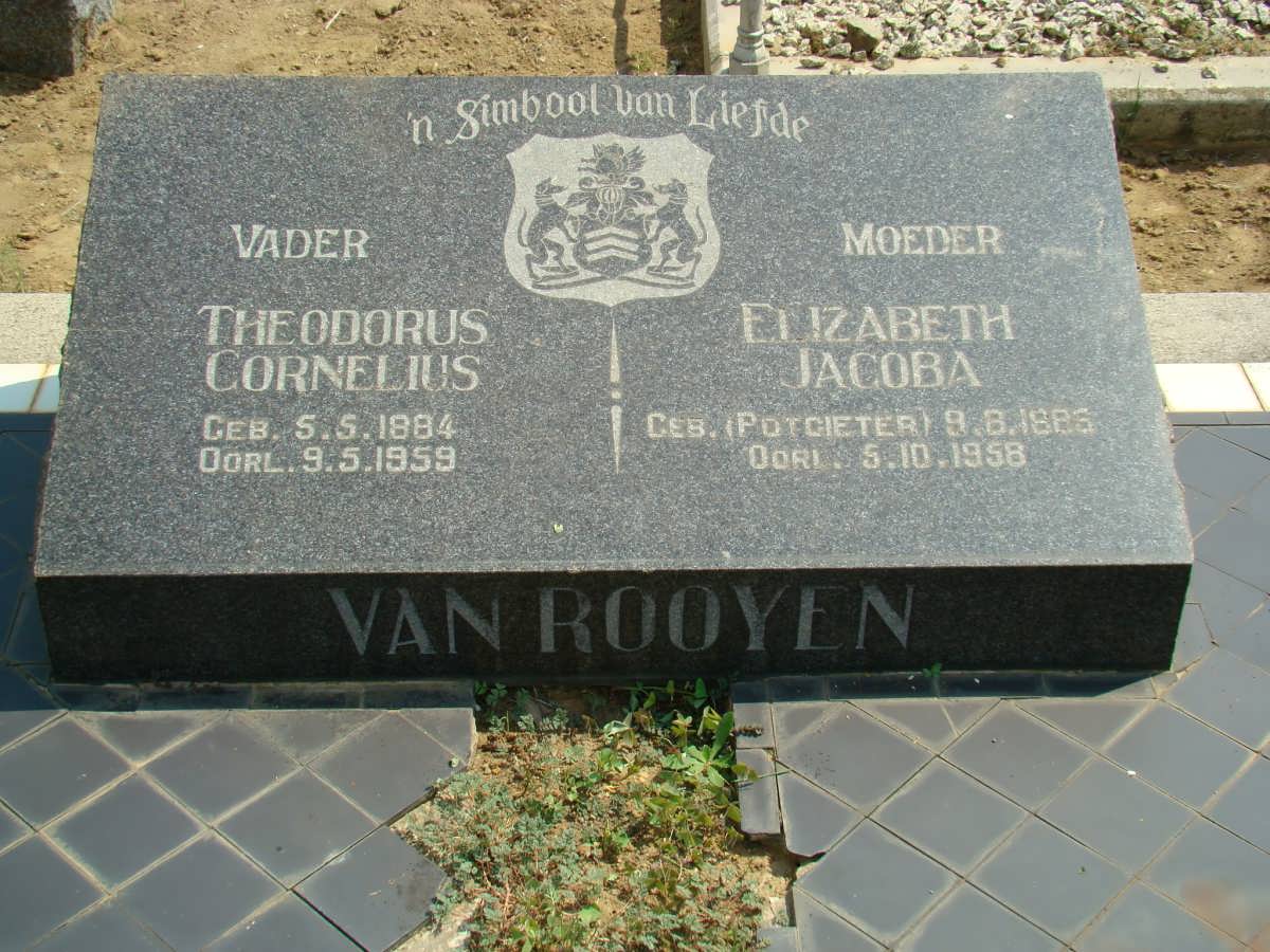 ROOYEN Theodorus Cornelius, van 1884-1959 &amp; Elizabeth Jacoba POTGIETER 1885-1958