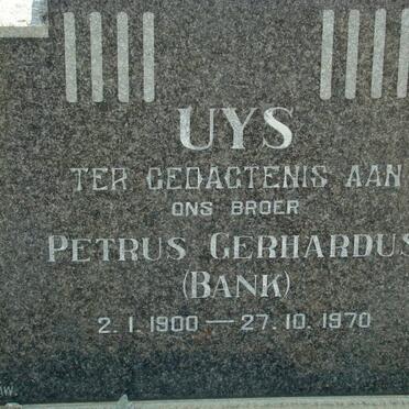 UYS Petrus Gerhardus 1900-1970