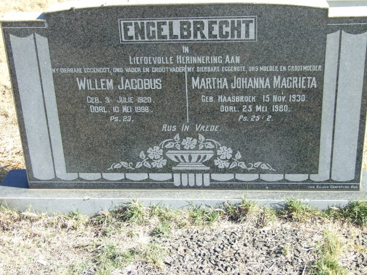 ENGELBRECHT Willem Jacobus 1920-1998 &amp; Martha Johanna Magrieta HAASBROEK 1930-1980