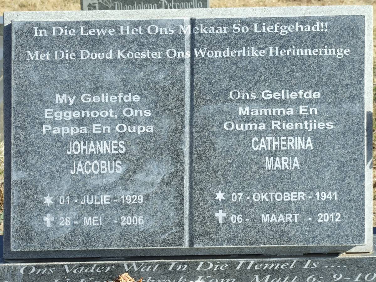 HAASBROEK Johannes Jacobus 1929-2006 &amp; Catherina Maria 1941-2012