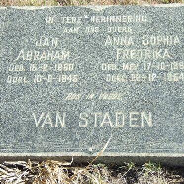 STADEN Jan Abraham, van 1860-1945 &amp; Anna Sophia Fredrika MEY 1860-1954