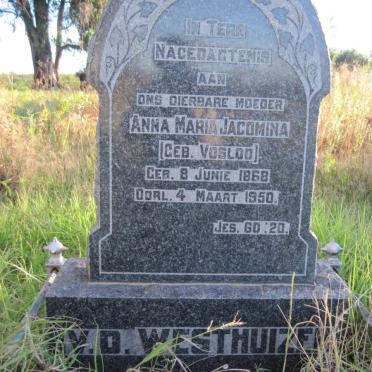 WESTHUIZEN Anna Maria Jacomina, v.d. nee VOSLOO 1868-1950