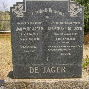 JAGER Jan W., de 1915-1939 :: DE JAGER Christiaan L. 1884-1939