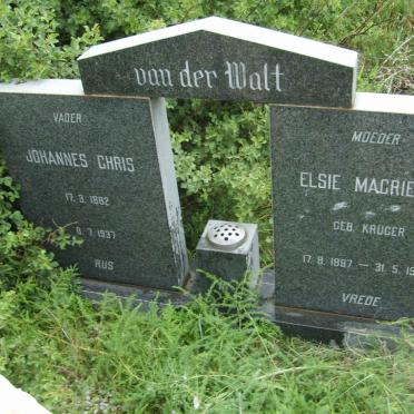 WALT Johannes Chris, van der 1882-1937 &amp; Elsie Magrietha KRUGER 1887-1962