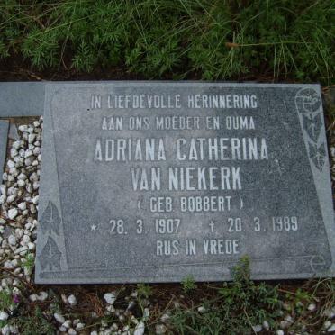 NIEKERK Adriana Catherina, van nee BOBBERT 1907-1989