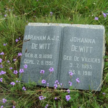 WITT Abraham A.J.C., de 1890-1951 &amp; Johanna DE VILLIERS 1895-1981