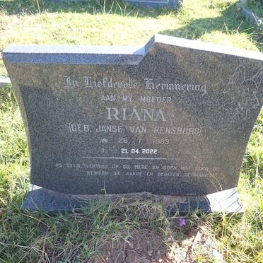 ? Riana nee JANSE VAN RENSBURG 1963-2022