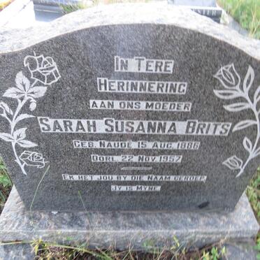 BRITS Sarah Susanna nee NAUDE 1886-1957