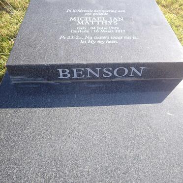 BENSON Michael Jan Matthys 1929-2017