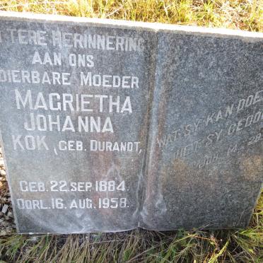KOK Magrietha Johanna nee DURANDT 1884-1958
