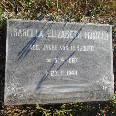 PRINSLOO Isabella Elizabeth nee JANSE VAN RENSBURG 1867-1940